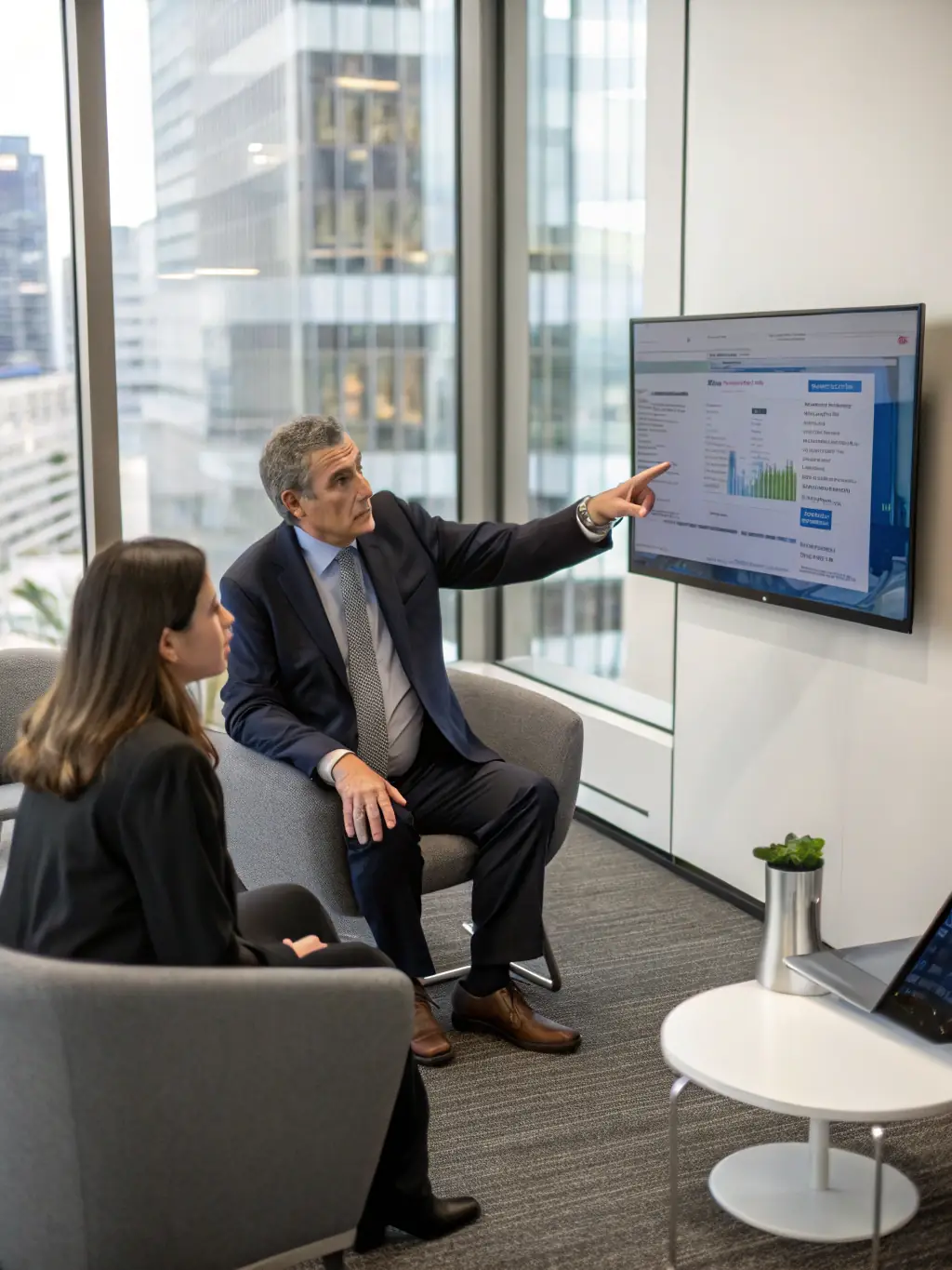 A consultant presenting a comprehensive AI strategy to a client, emphasizing the integration of various AI-powered solutions.